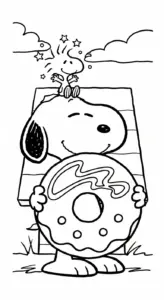 mẫu hình tô màu tranh tô màu Snoopy cho bé