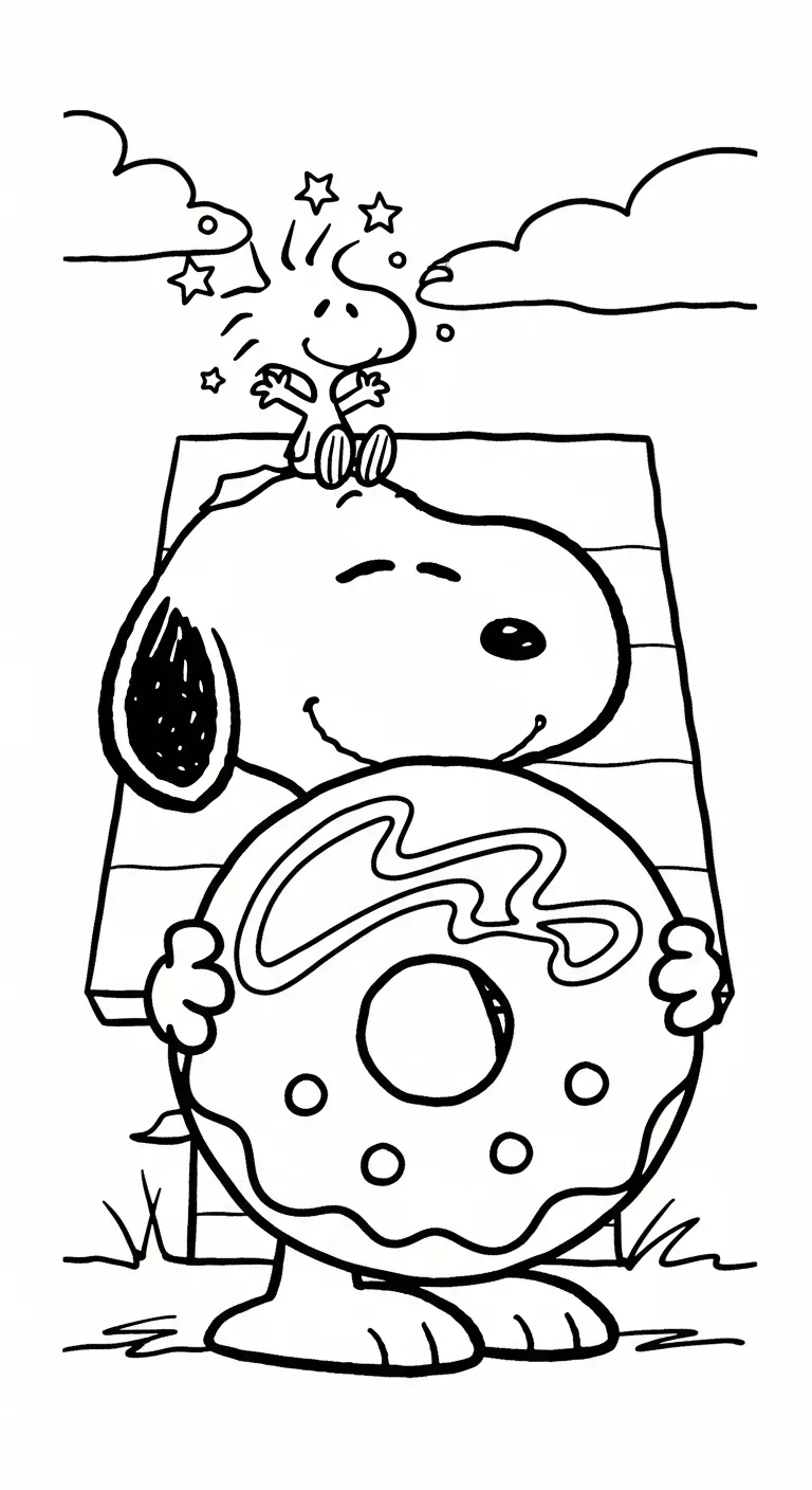 mẫu hình tô màu tranh tô màu Snoopy cho bé
