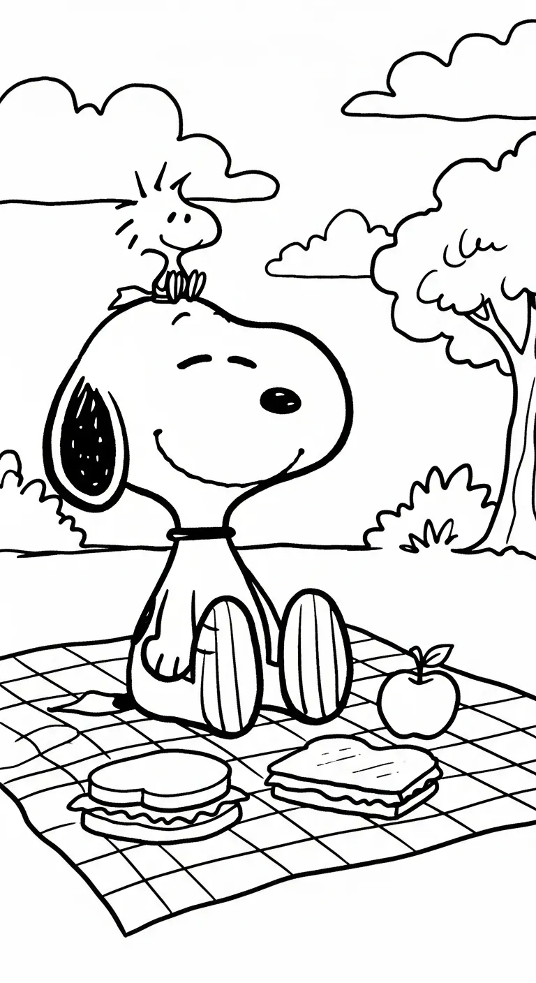 tải tranh tô màu tranh tô màu Snoopy cho bé 6 tuổi