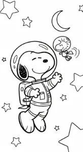 in hình tô màu tranh tô màu Snoopy khổ A4