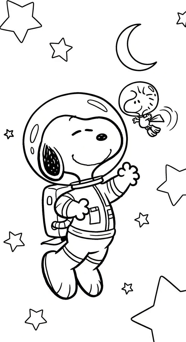 in hình tô màu tranh tô màu Snoopy khổ A4