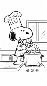 in hình tô màu tranh tô màu Snoopy miễn phí