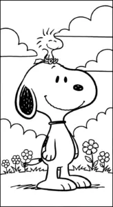 tải hình tô màu tranh tô màu Snoopy miễn phí