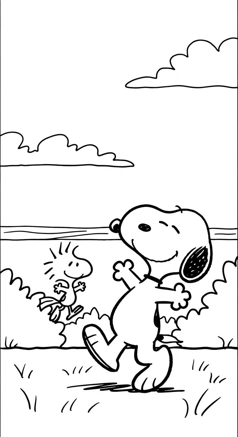 in tranh tô màu tranh tô màu Snoopy khổ A4