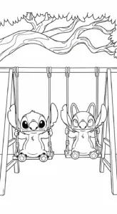 in tranh tô màu Stich và Angel cho bé 6 tuổi