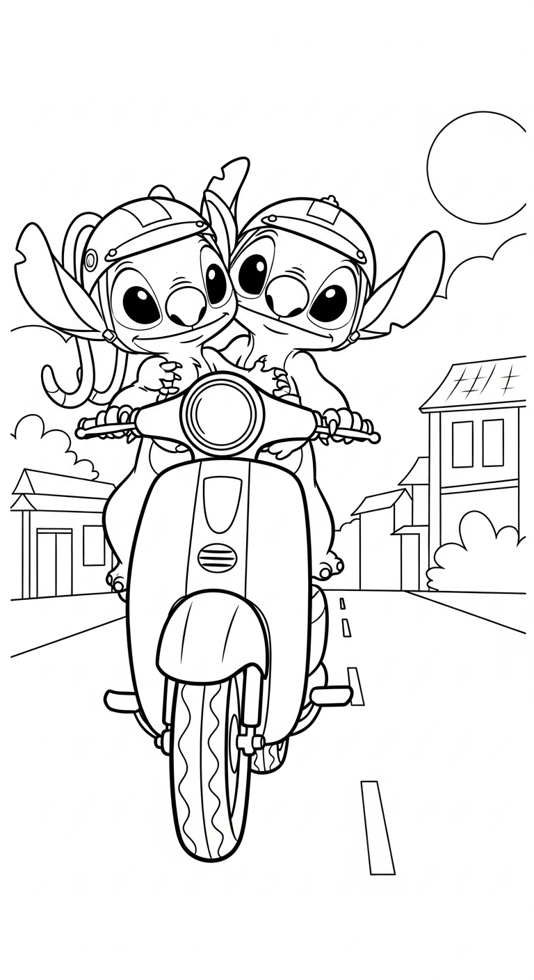 tải tranh tô màu Stich và Angel cho bé 7 tuổi