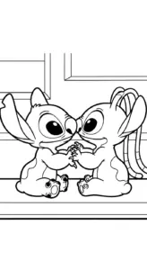 mẫu tranh tô màu Stich và Angel cho bé