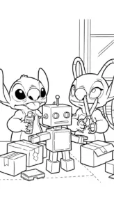 tải tranh tô màu Stich và Angel cho bé 6 tuổi