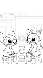 tải tranh tô màu Stich và Angel cho bé 8 tuổi
