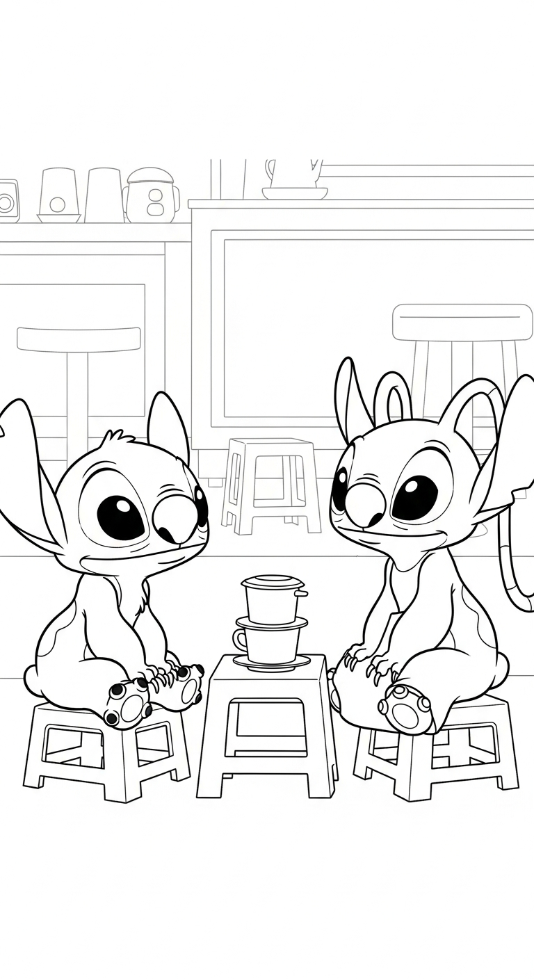 tải tranh tô màu Stich và Angel cho bé 8 tuổi