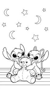 file pdf tranh tô màu Stich và Angel cho bé