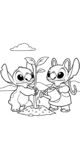 tranh tô màu Stich và Angel cho bé 5 tuổi