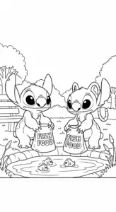 tranh tô màu Stich và Angel in ngay