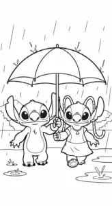 file pdf tranh tô màu Stich và Angel cho bé