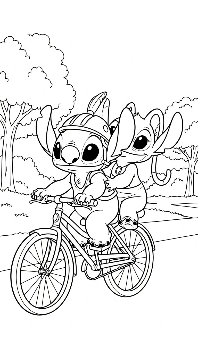hình tô màu Stich và Angel cho bé 3 tuổi