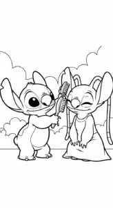 tranh tô màu Stich và Angel cho bé 5 tuổi