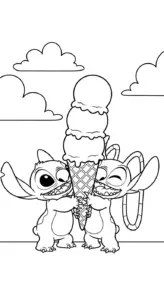 in tranh tô màu Stich và Angel cho bé