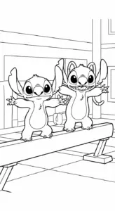hình tô màu Stich và Angel cho bé 7 tuổi