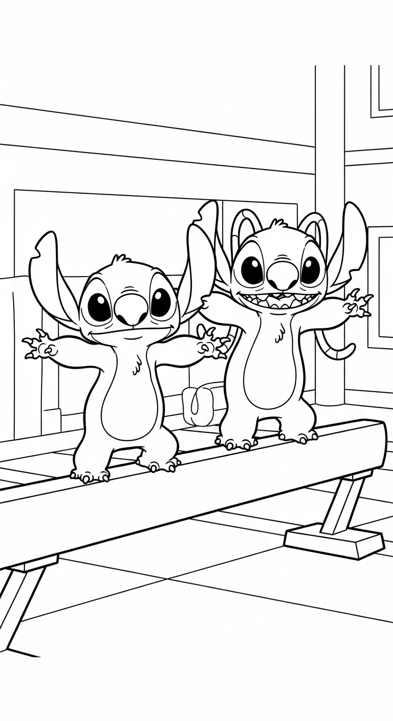 hình tô màu Stich và Angel cho bé 7 tuổi