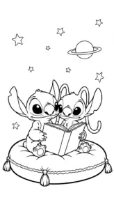 tải tranh tô màu Stich và Angel chất lượng cao