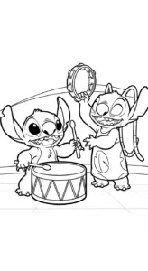hình tô màu Stich và Angel miễn phí