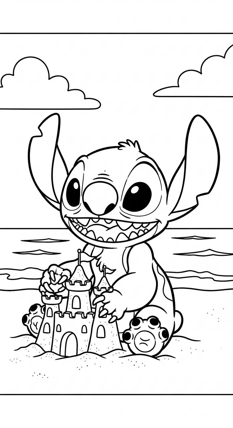 in tranh tô màu Stitch cho bé