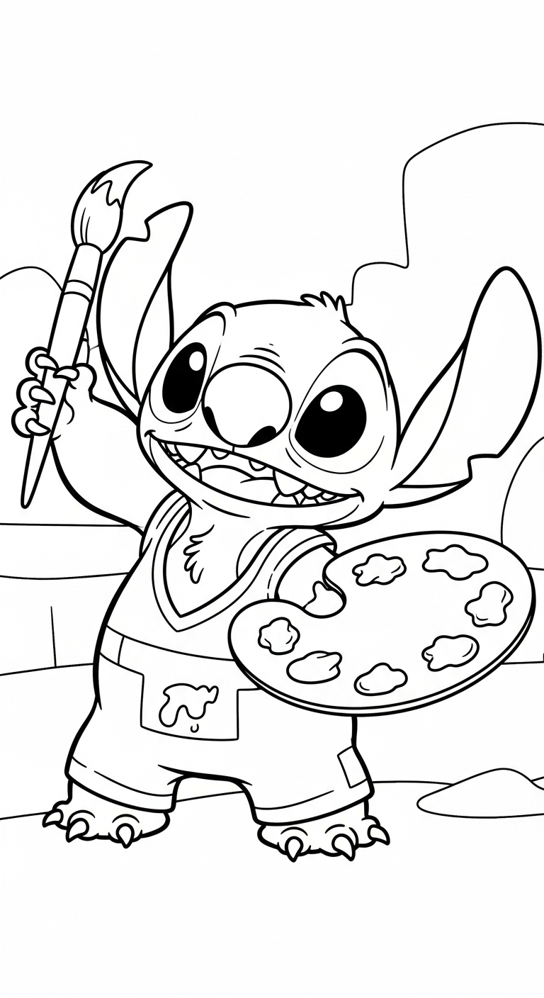 file tranh tô màu Stitch cho bé in