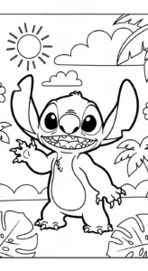 tranh tô màu Stitch cho bé 5 tuổi miễn phí