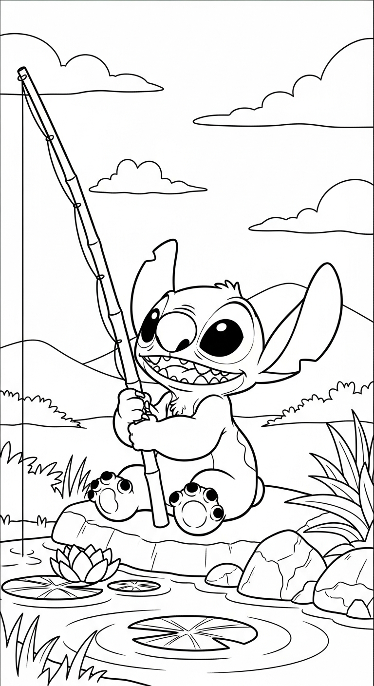 in hình tô màu Stitch cho bé 8 tuổi