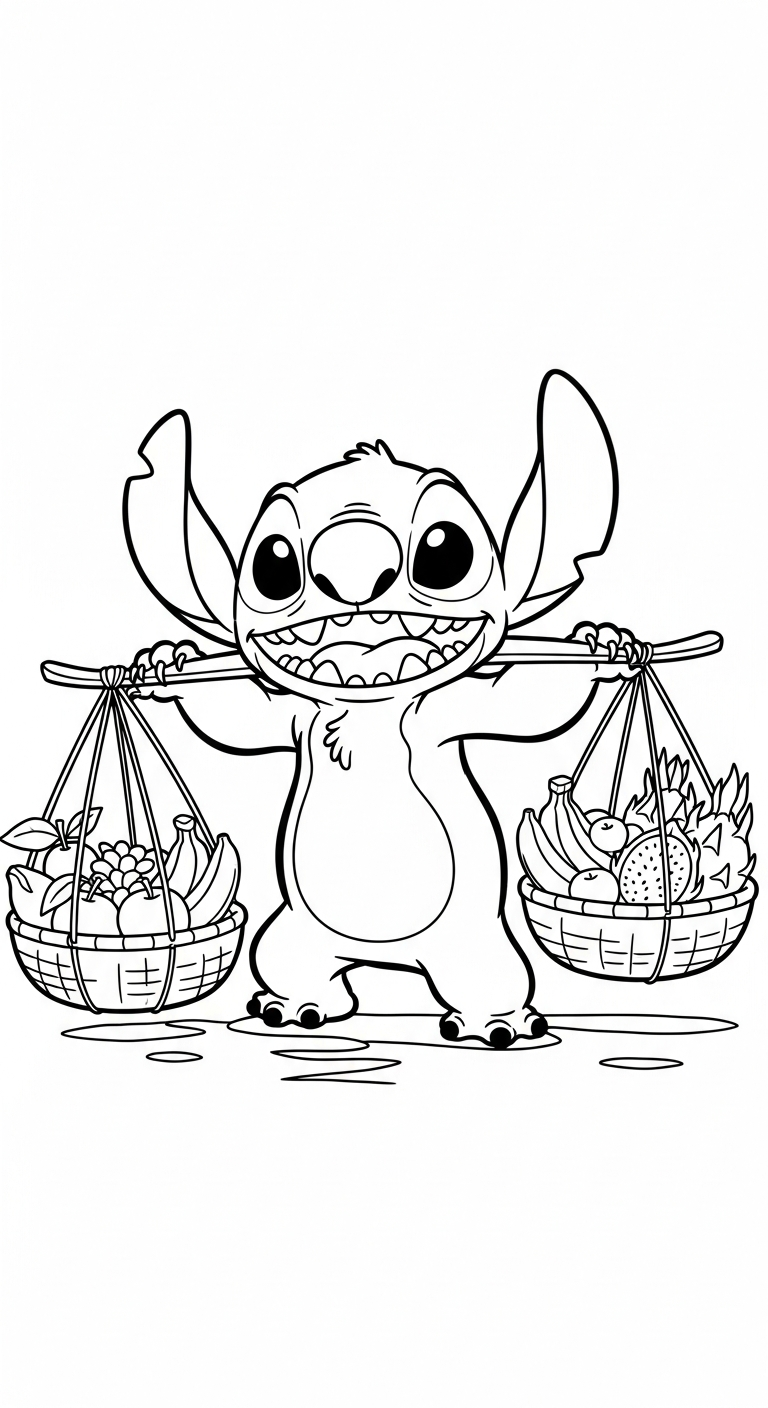 tranh tô màu Stitch cho bé 7-8 tuổi