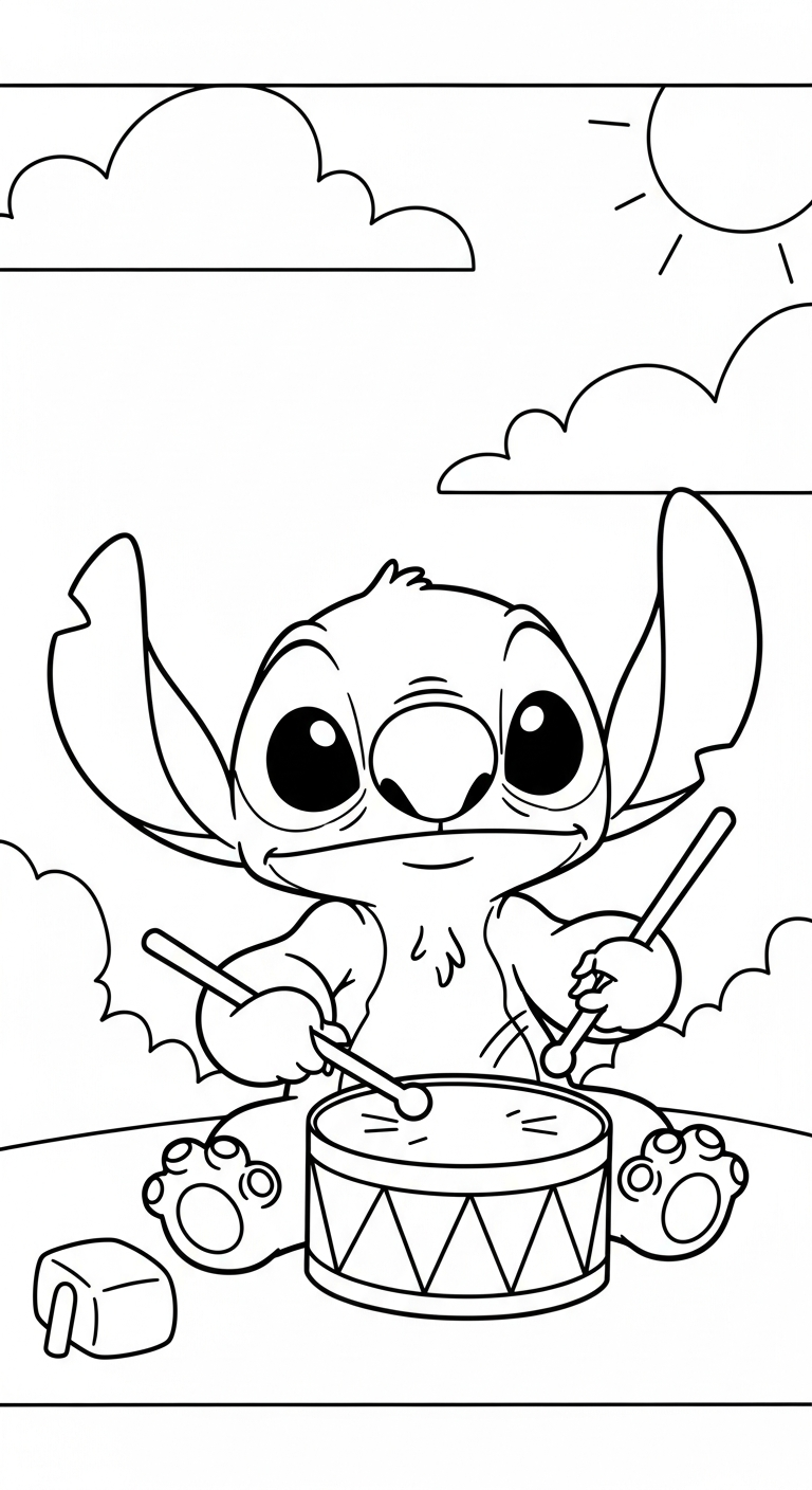 hình tô màu Stitch cho bé 8 tuổi miễn phí
