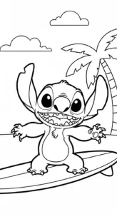 in hình tô màu Stitch