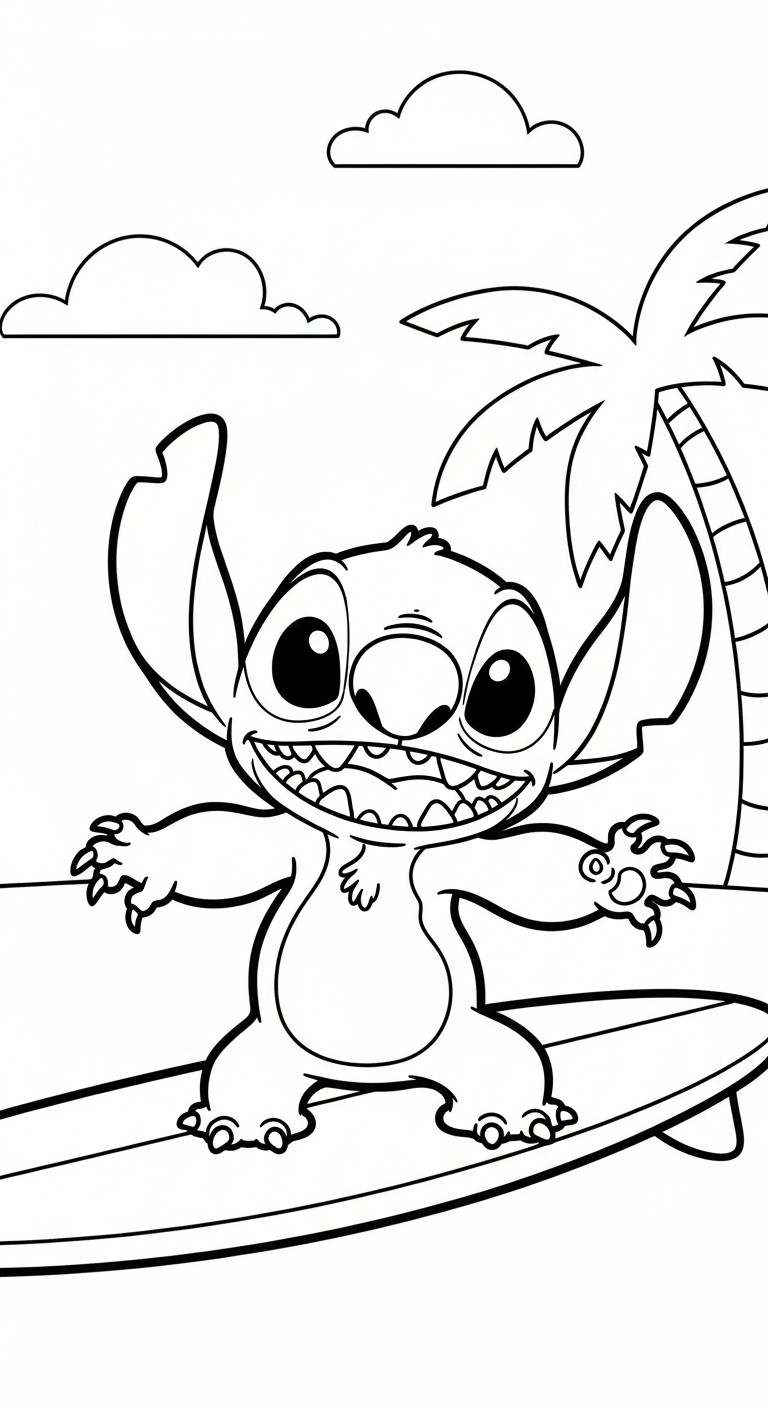 in hình tô màu Stitch