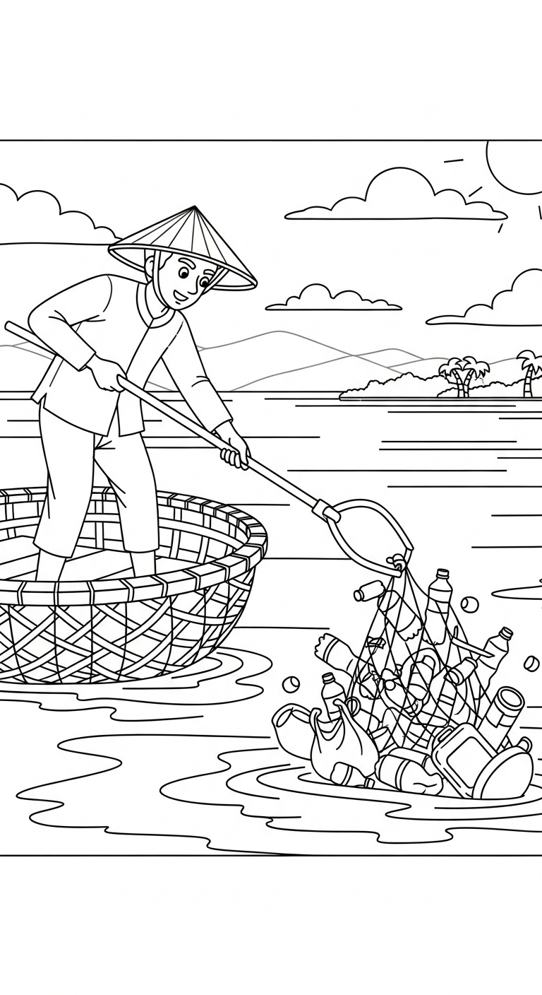 in hình bảo vệ môi trường biển cho bé tập tô