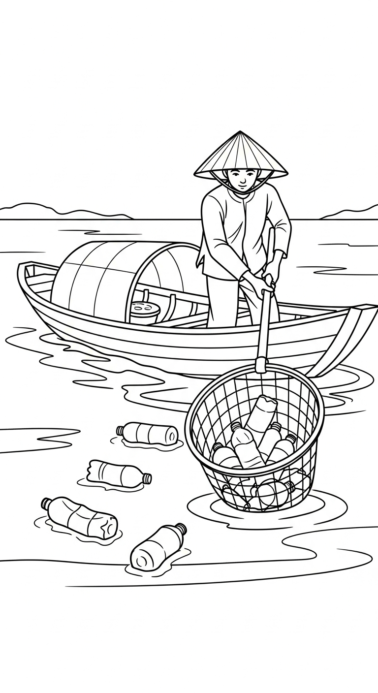 tranh tô màu bảo vệ môi trường biển cho bé 4 tuổi miễn phí