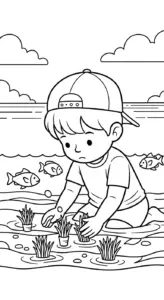 in hình tô màu bảo vệ môi trường biển cho bé 8 tuổi