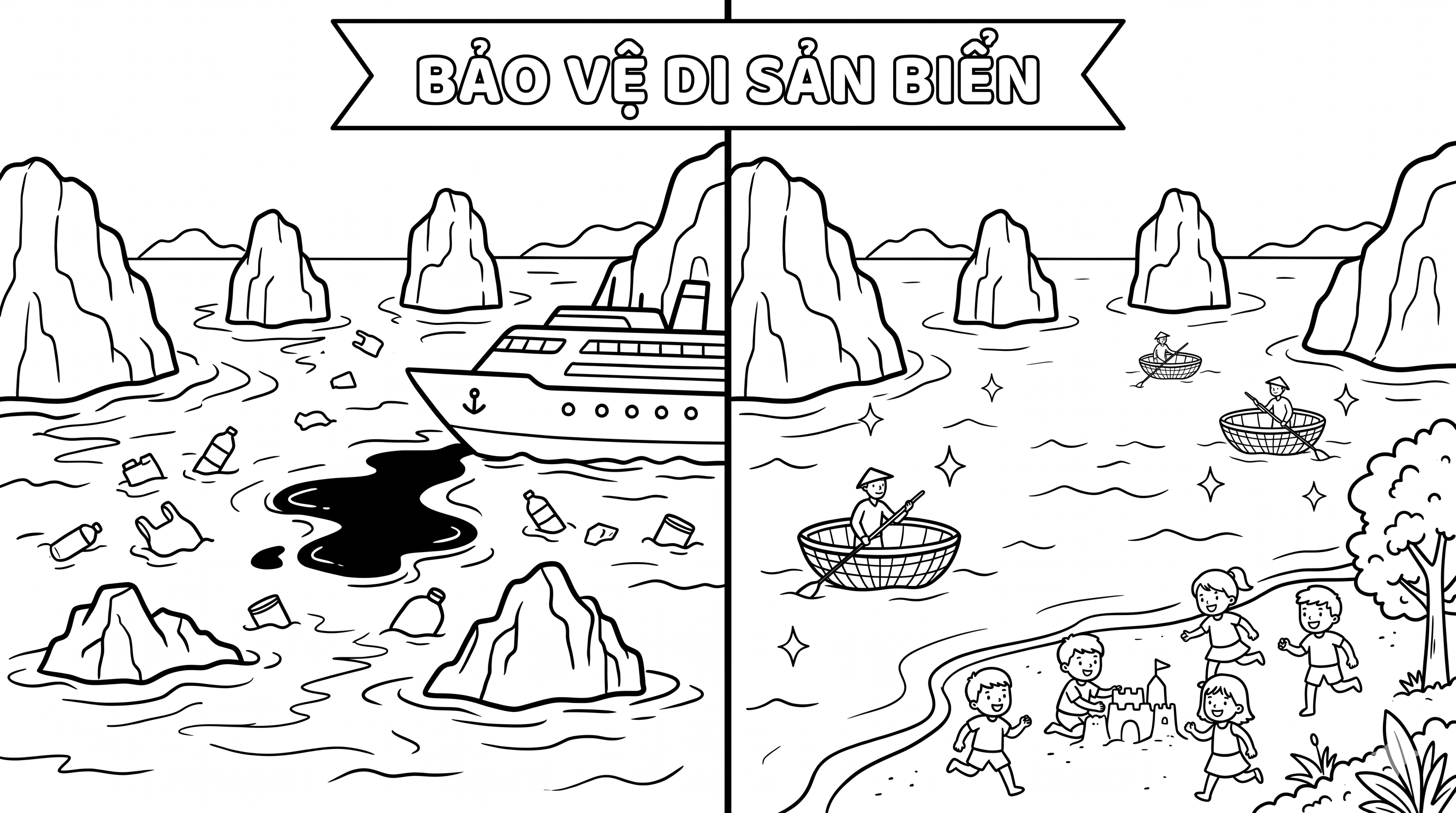 hình tô màu bảo vệ môi trường biển in ngay