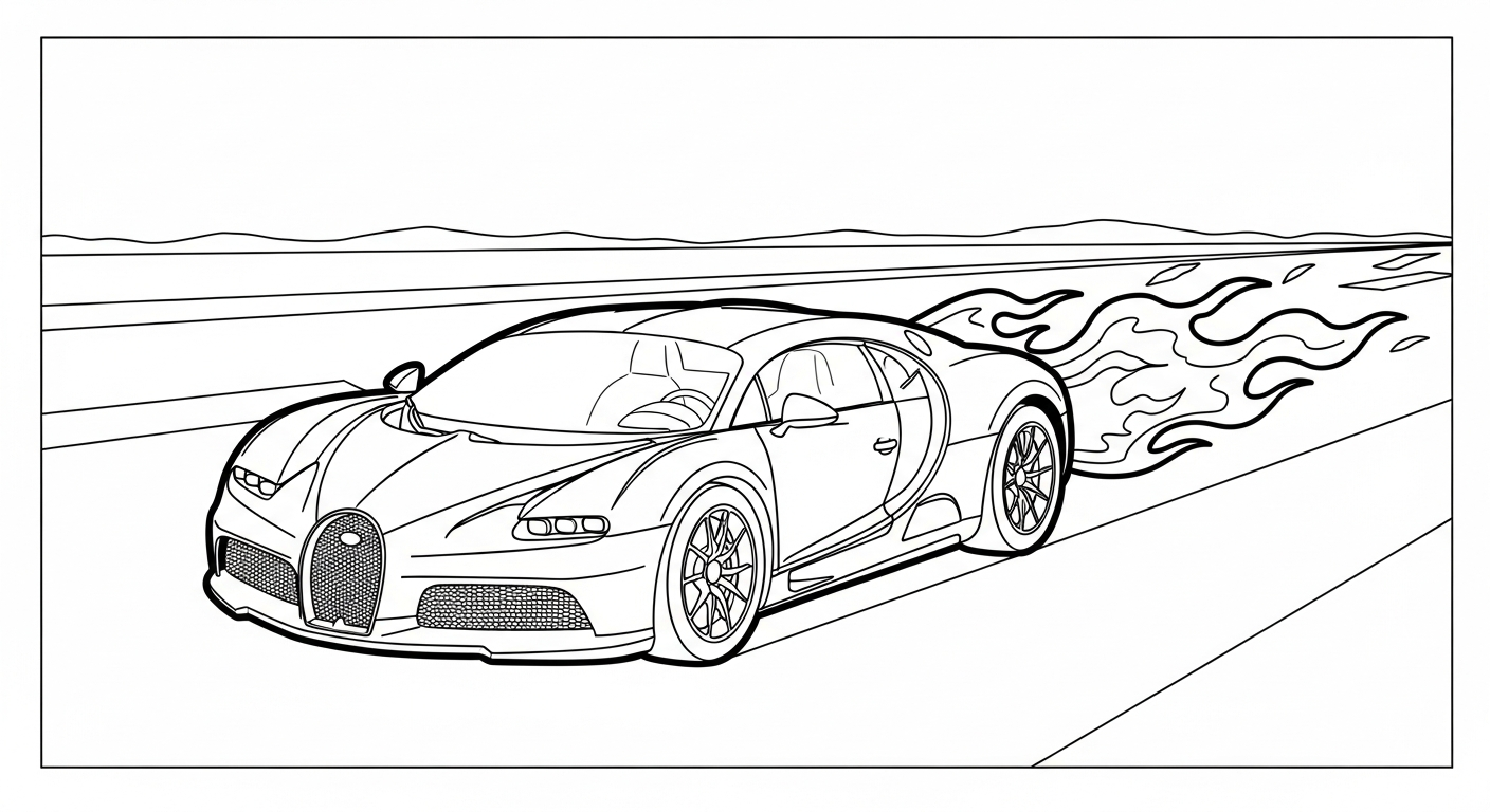 tranh tô màu bugatti cho bé 7 tuổi miễn phí