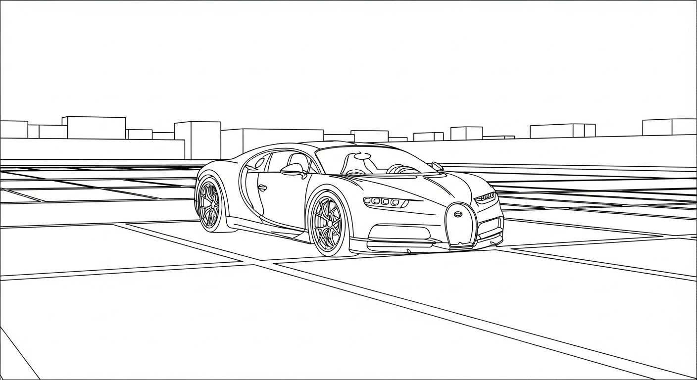 file hình tô màu bugatti cho bé 4-5 tuổi