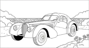 mẫu tranh tô màu bugatti cho bé