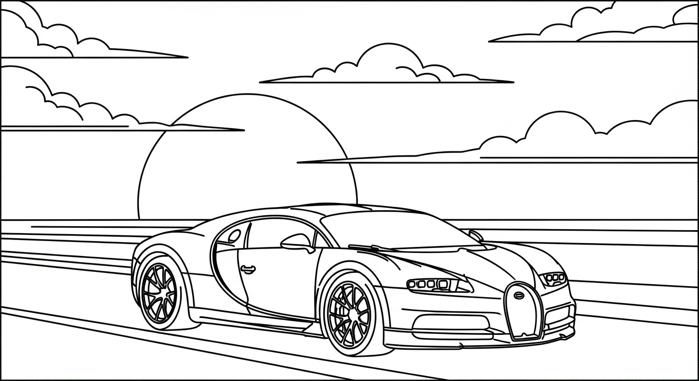 in tranh tô màu bugatti cho bé 5 tuổi