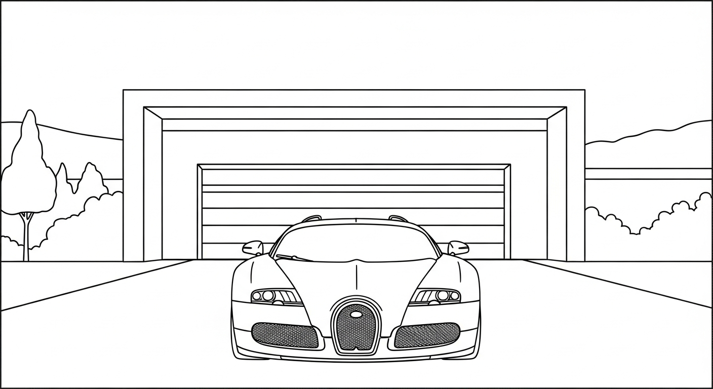 file tranh tô màu bugatti cho bé in
