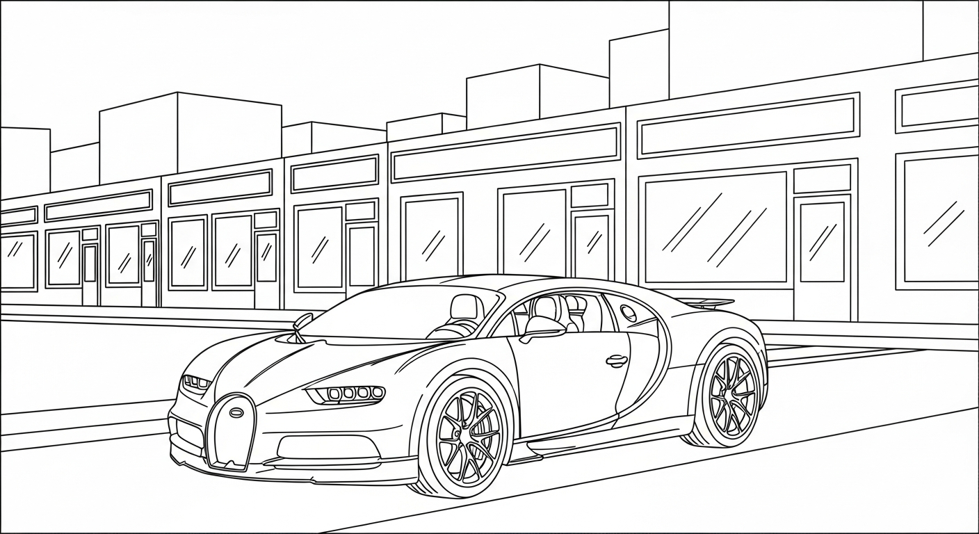 in tranh tô màu bugatti cho bé 8 tuổi