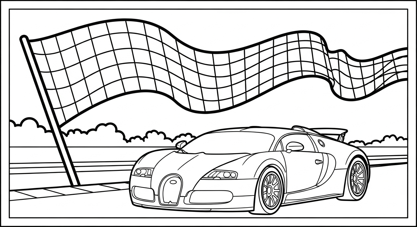 tranh tô màu bugatti cho bé 8 tuổi miễn phí