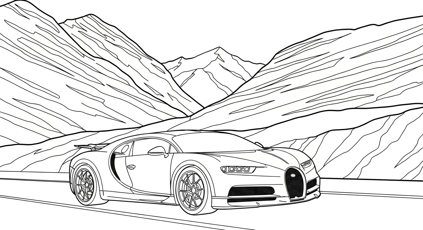 in hình tô màu bugatti cho bé 4 tuổi