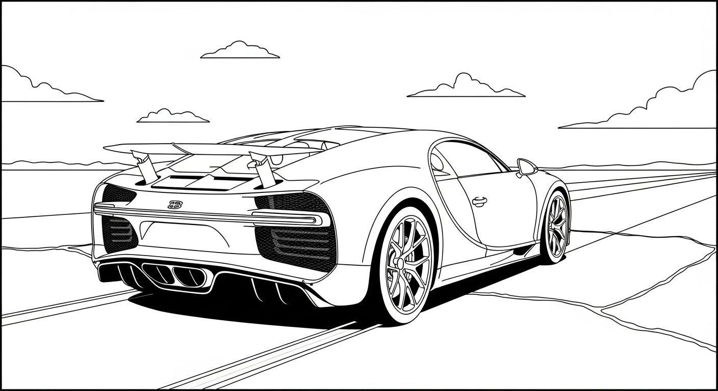 download hình tô màu bugatti cho bé