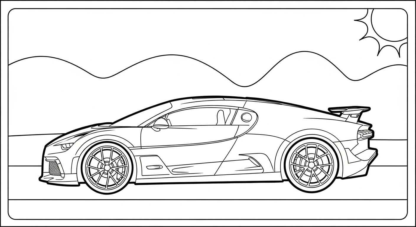 tranh tô màu bugatti cho bé 3 tuổi