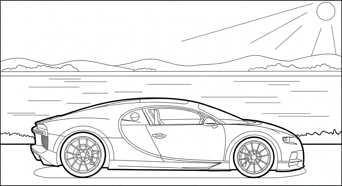 hình tô màu bugatti cho bé 7 tuổi miễn phí