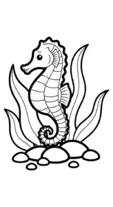 mẫu hình tô màu tranh tô màu cá ngựa cho bé
