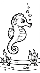 in hình tô màu tranh tô màu cá ngựa cho bé